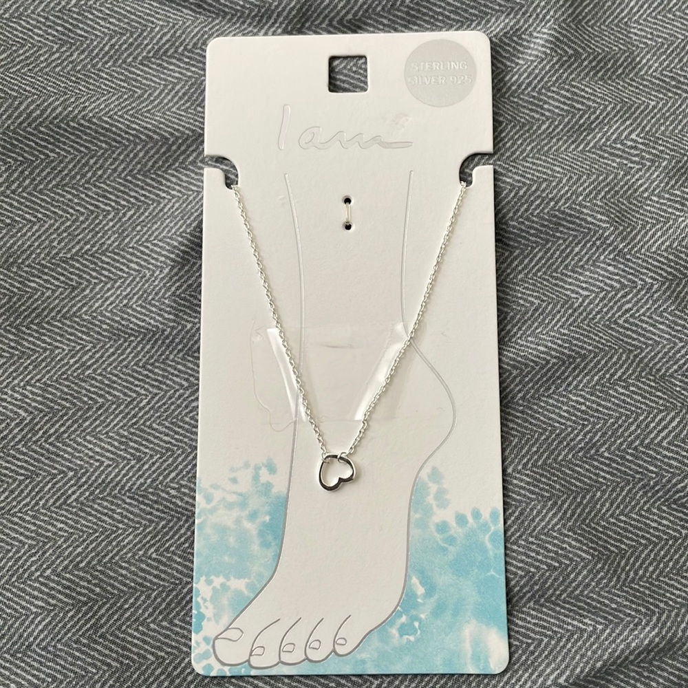 “I am” Sterling Silver Heart Anklet